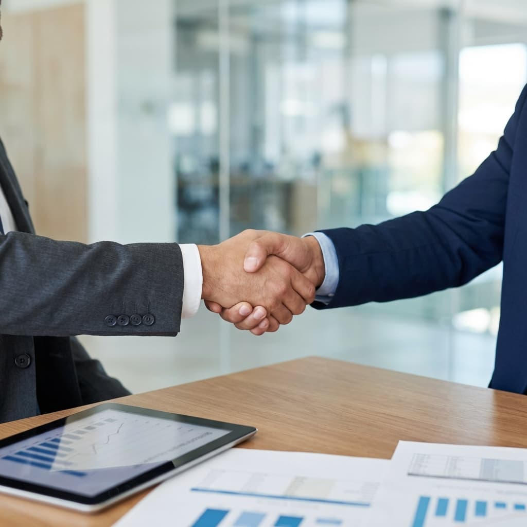 Professional handshake representing partnership